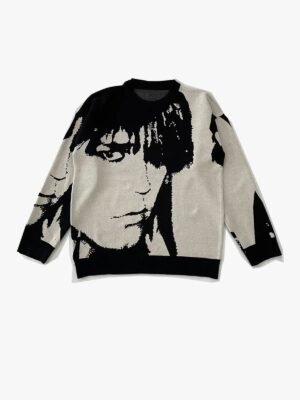 Pull imprimé visage Y2K