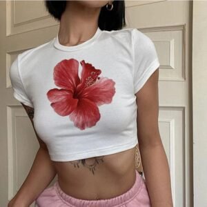 Haut court Y2K à imprimé floral