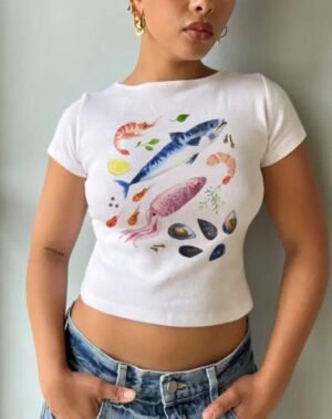 T-shirts courts à imprimés de fruits Y2K