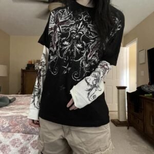 Chemise Y2K à imprimé gothique