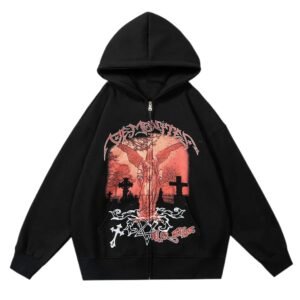 Sweat à capuche Y2K Angel Cross