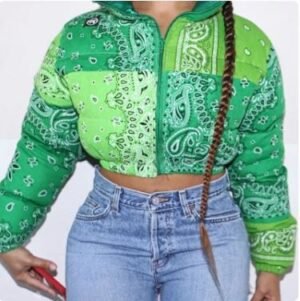 Veste matelassée à imprimé bandana Y2K