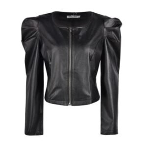 Veste d’automne en cuir noir Y2K