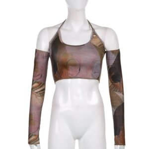 Haut court corset marron Y2K