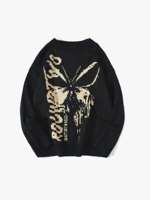 Pull jacquard papillon Y2K