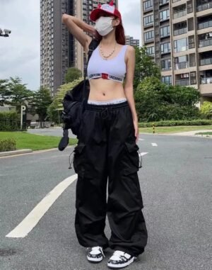 Pantalon parachute cargo Y2K