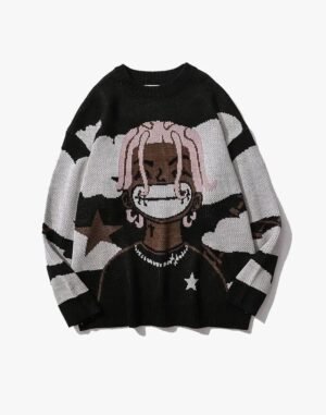 Pull en tricot de dessin animé Y2K