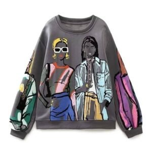 Sweat-shirt imprimé dessin animé Y2K