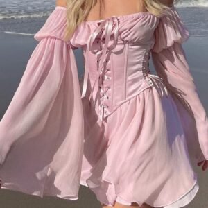 Mini-robe rose féerique Y2K