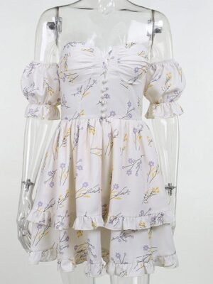 Robe blanche florale Y2K