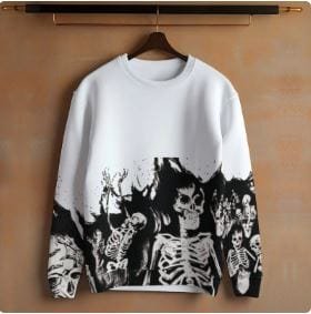 Pull squelette de flamme gothique Y2K