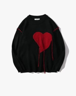 Pull en tricot coeur Y2K