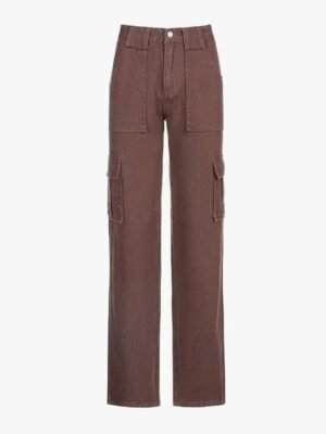 Pantalon cargo taille haute Y2K