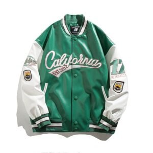 Veste universitaire en cuir Y2K