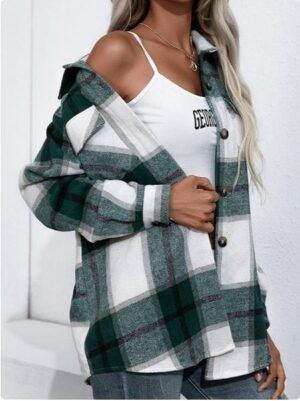 Veste à carreaux à manches longues Y2K