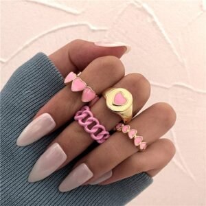 Bague coeur rose Y2K