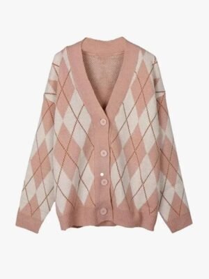 Pull cardigan à carreaux Y2K
