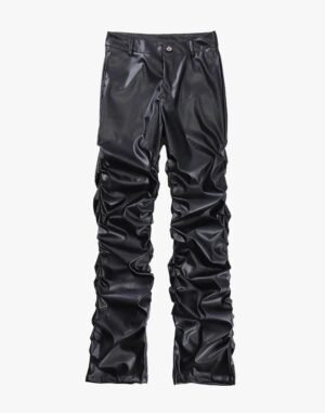 Pantalon en cuir plissé Y2K