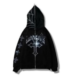 Sweat à capuche avec croix en strass Y2K