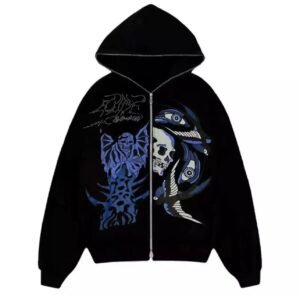 Sweat à capuche en strass crâne Y2K