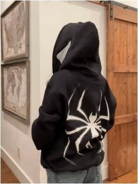 Sweats à capuche à imprimé araignée Y2K