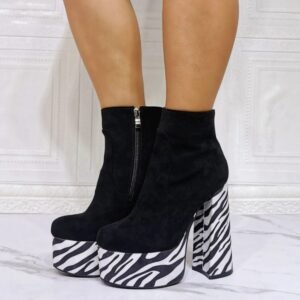 Bottes à plateforme zèbre Y2K